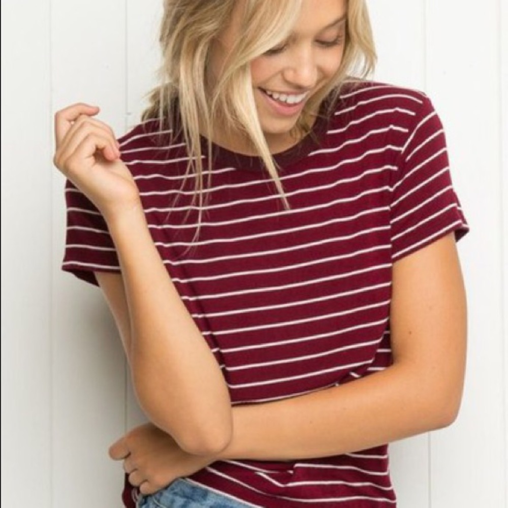BRANDY MELVILLE Red Striped Crop Top T-shirt
